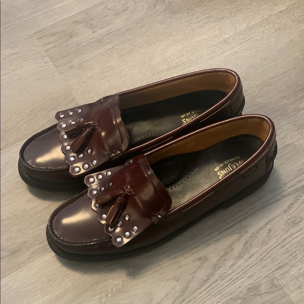 G.H. Bass & Co. Brown Tassel Loafers with Stud Detail